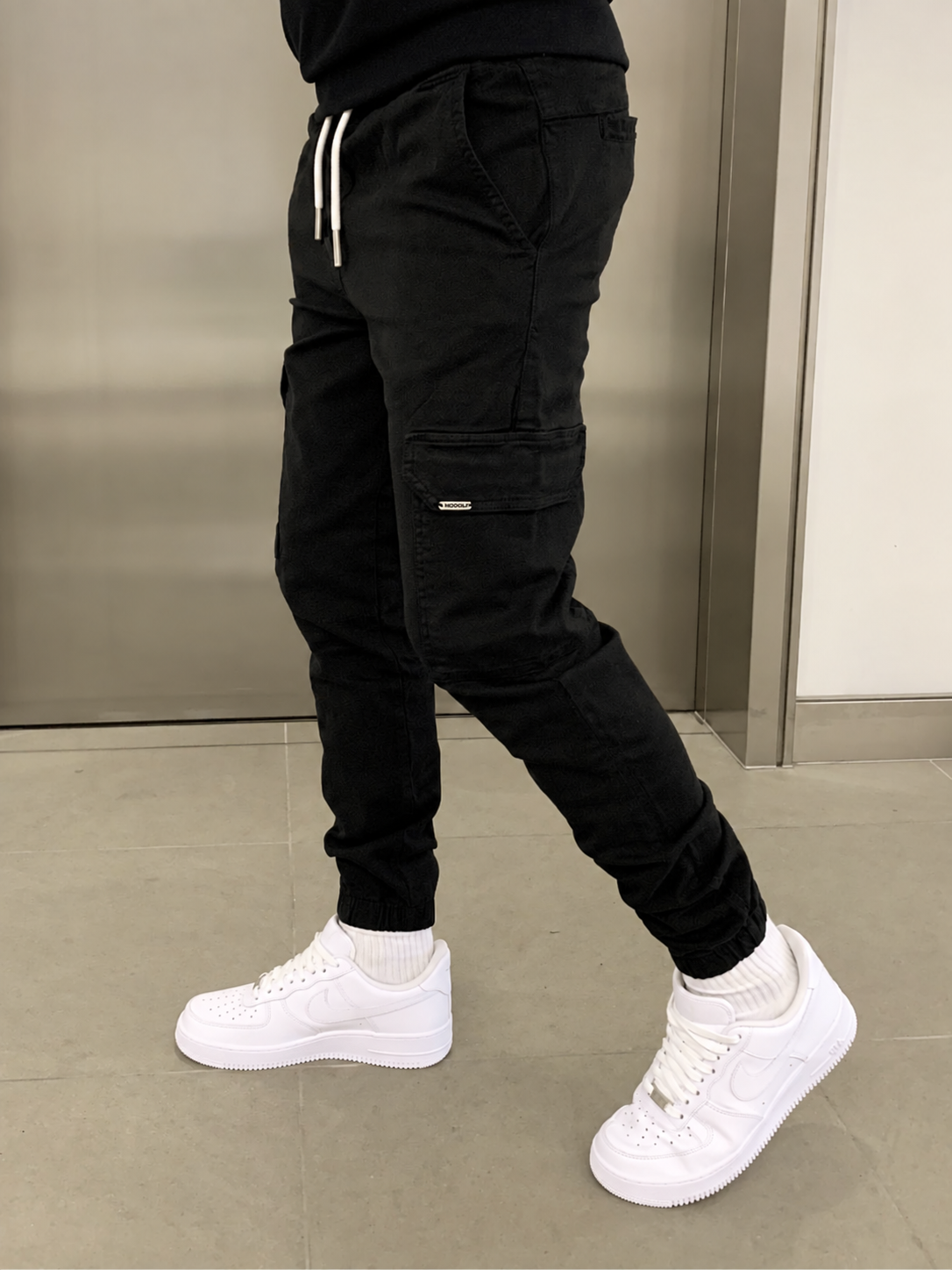 Cargobroek heren slim fit met elastische taille en boorden