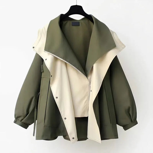 Oversized jas dames met capuchon en grote reverskraag