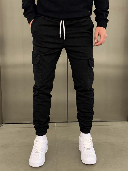 Cargobroek heren slim fit met elastische taille en boorden