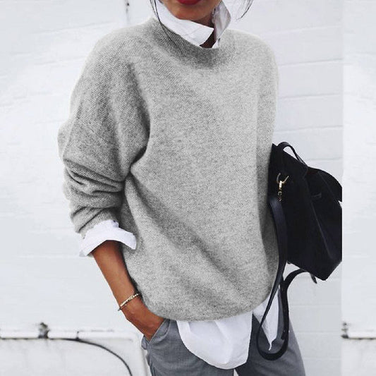 Oversized gebreide trui dames met verlaagde schoudernaden en geribde boorden