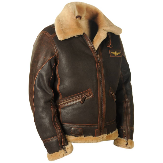 Gevoerde aviator winterjas heren met opstaande kraag en rits