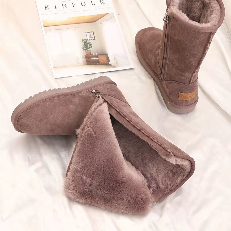 Hoge snowboots dames met rits en gevoerde binnenkant