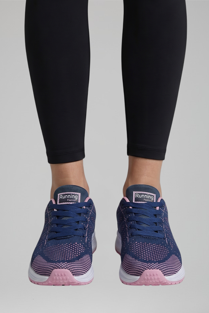 Lage wandelschoenen dames met vetersluiting en mesh bovenwerk