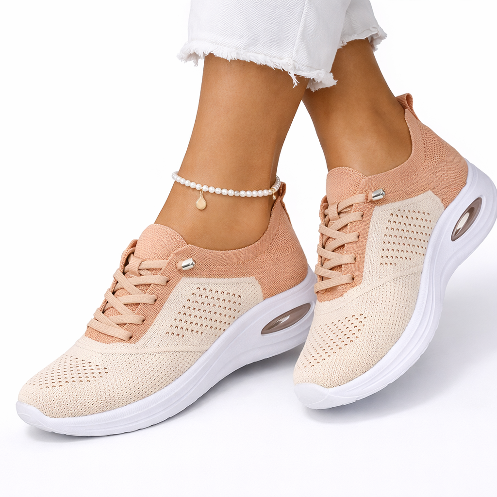 Instap sneakers dames met luchtkussen zool en gebreide bovenkant