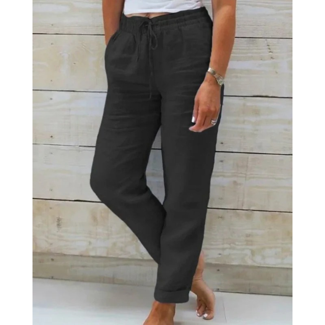 Losvallende broek dames met elastische taille en trekkoord