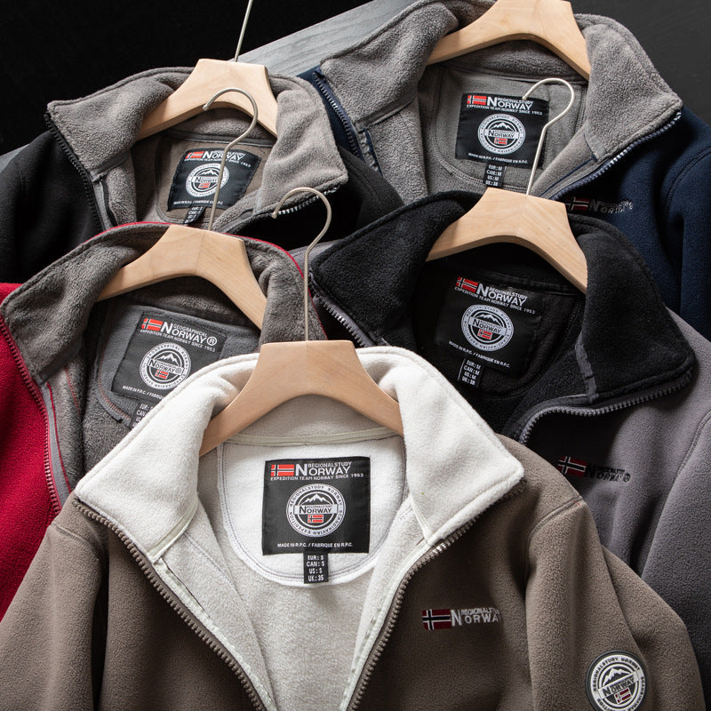 Fleece vest heren met opstaande kraag en volledige rits
