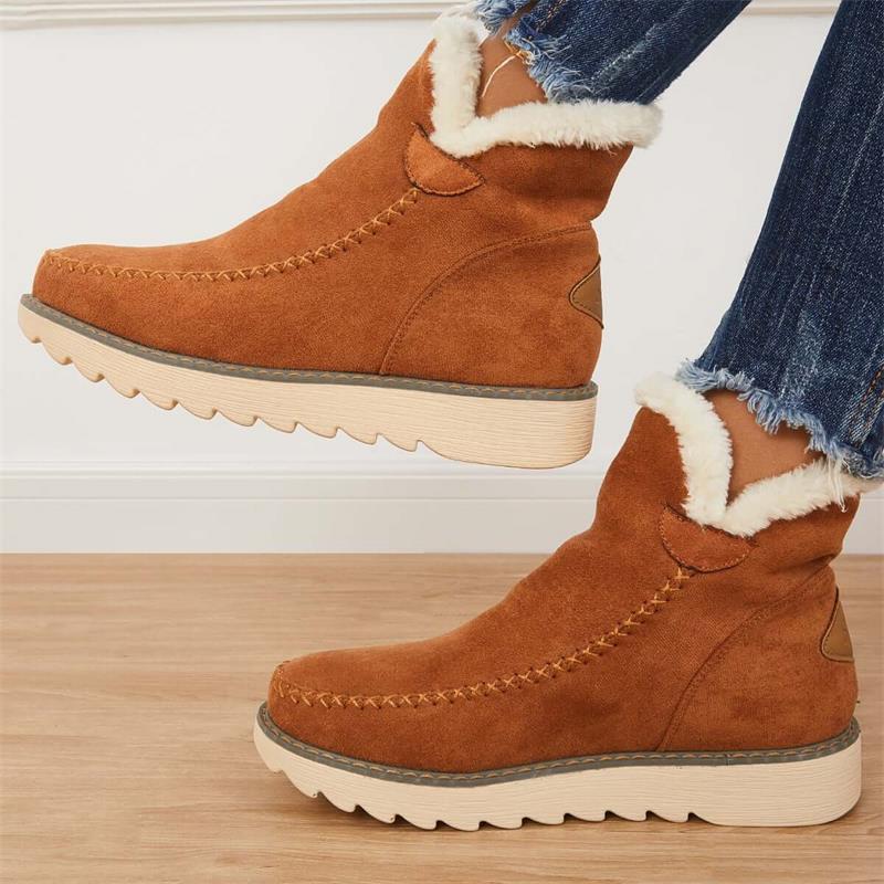 Gevoerde snowboots dames enkellaarzen instapmodel met antislip zool