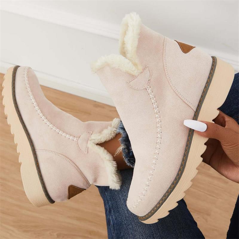 Gevoerde snowboots dames enkellaarzen instapmodel met antislip zool