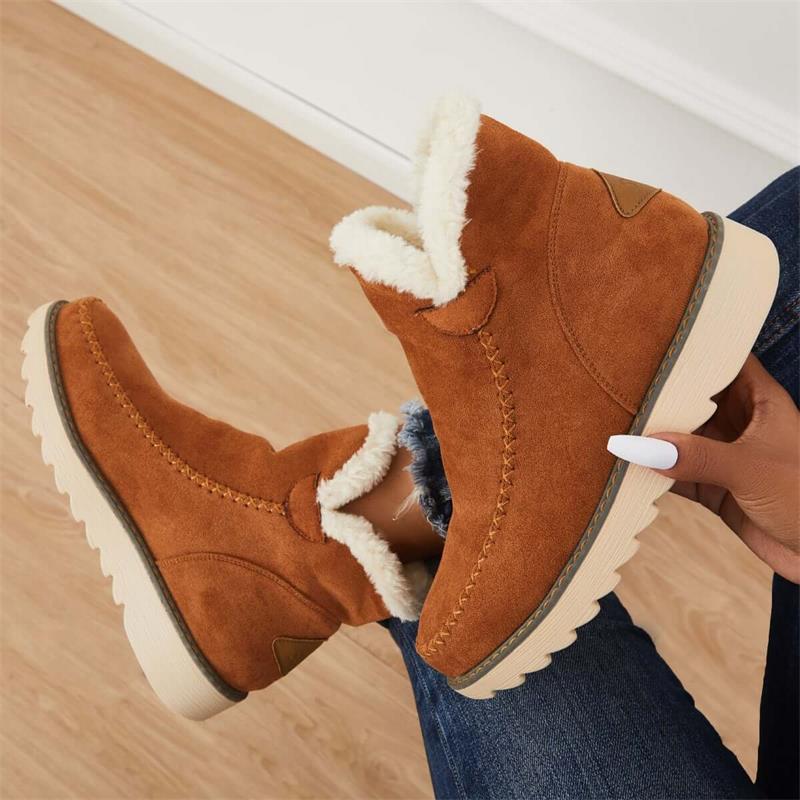 Gevoerde snowboots dames enkellaarzen instapmodel met antislip zool
