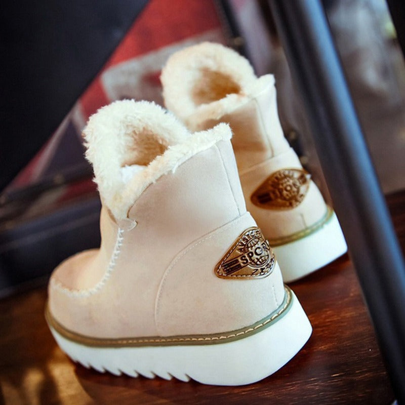 Gevoerde snowboots dames enkellaarzen instapmodel met antislip zool