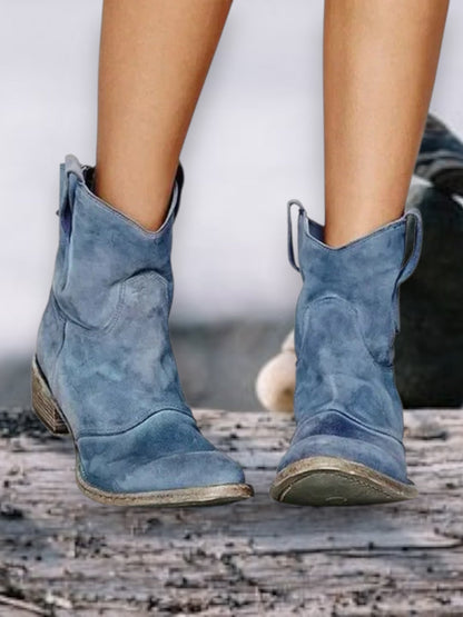 Cowboylaarzen dames met blokhak en treklussen, enkellaarsjes