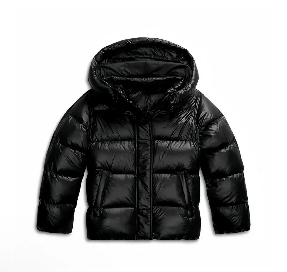 Cropped gewatteerde puffer jas dames met capuchon en rits