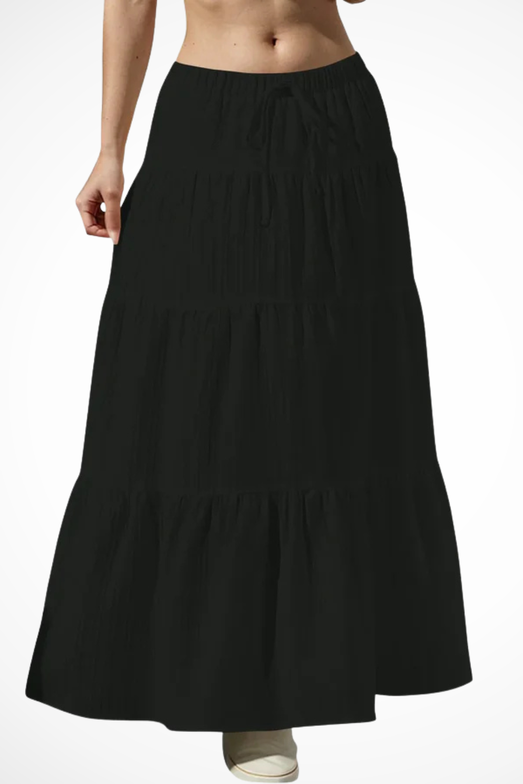 Gelaagde maxi rok dames met hoge taille en trekkoord