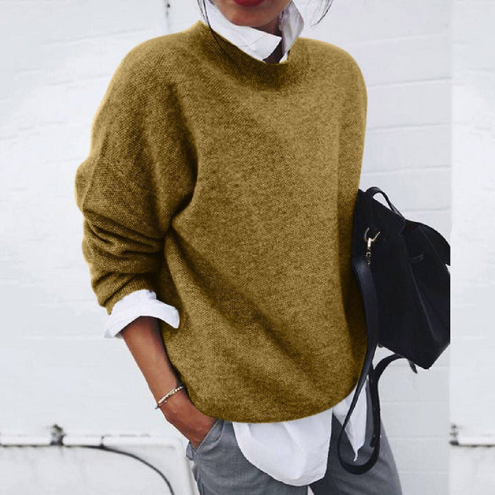 Oversized gebreide trui dames met verlaagde schoudernaden en geribde boorden