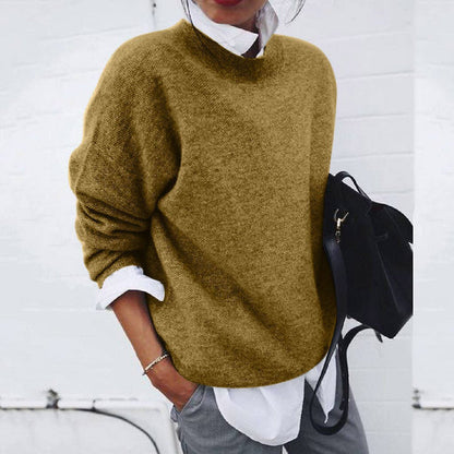 Oversized gebreide trui dames met verlaagde schoudernaden en geribde boorden