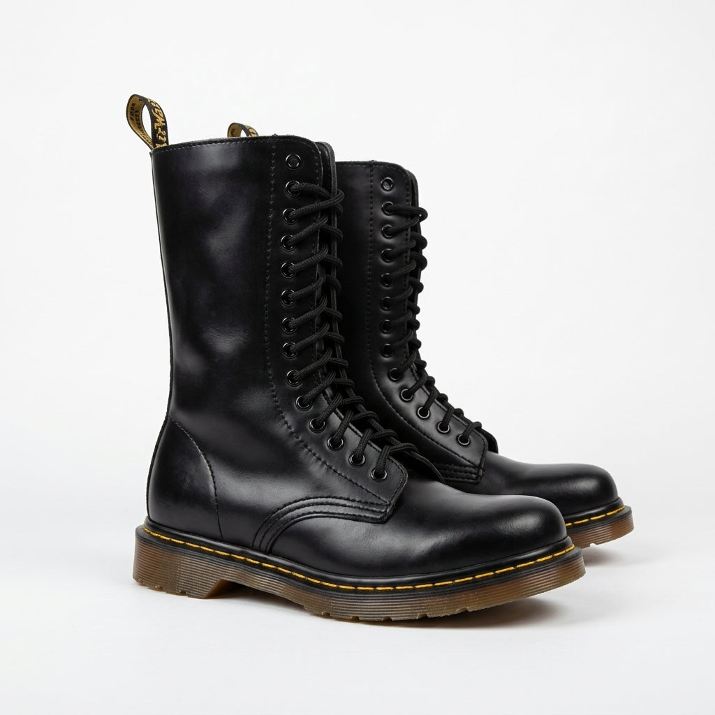 Hoge combat boots heren met vetersluiting en grove profielzool