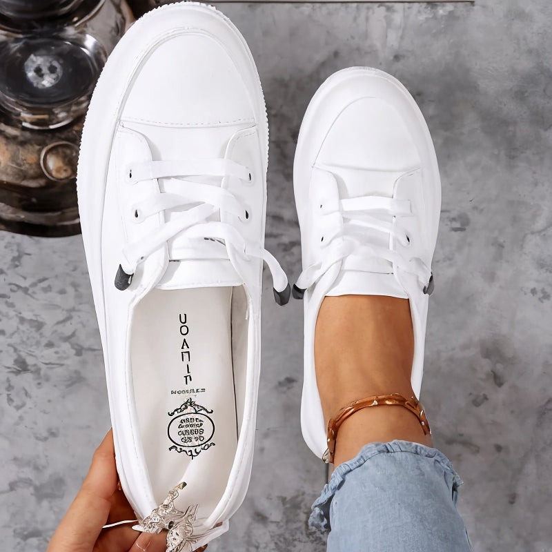 Instap sneakers dames met plateauzool en decoratieve veters