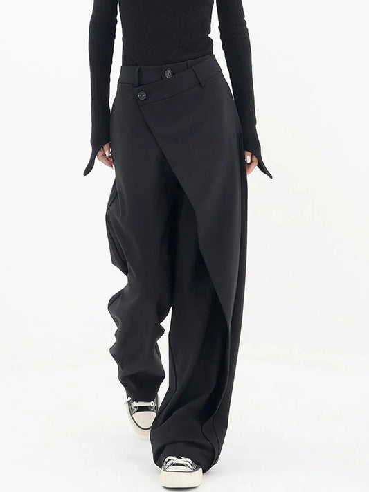 Asymmetrische wijde pantalon met knoopsluiting voor dames