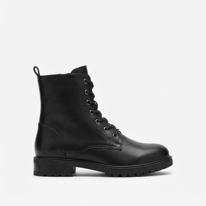 Halfhoge veterboots dames met rits en chunky profielzool