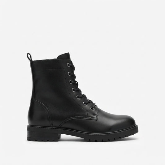 Halfhoge veterboots dames met rits en chunky profielzool