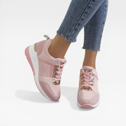 Geperforeerde wedge sneakers dames met verborgen sleehak en veters