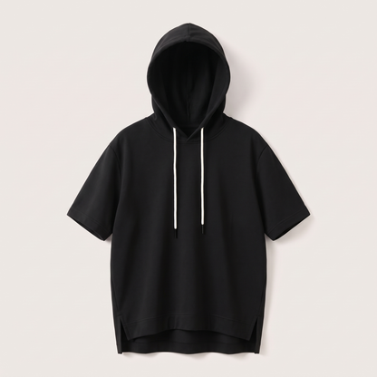 Oversized hoodie dames met korte mouwen en asymmetrische zoom