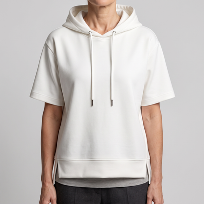 Oversized hoodie dames met korte mouwen en asymmetrische zoom