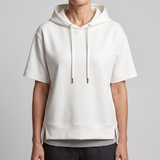 Oversized hoodie dames met korte mouwen en asymmetrische zoom