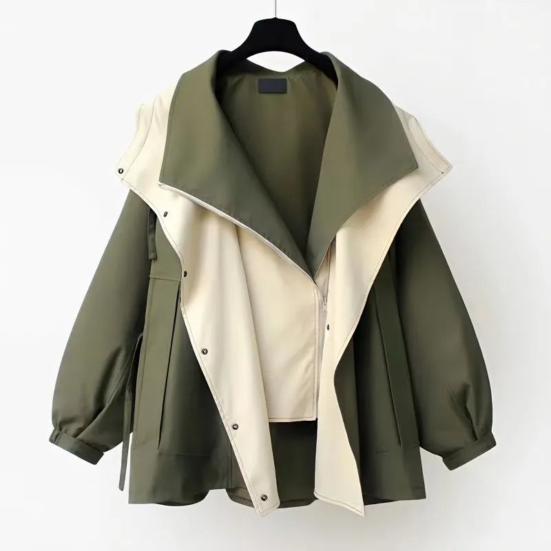 Oversized jas dames met capuchon en grote reverskraag