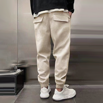 Tapered joggingbroek heren met elastische enkelboorden en trekkoord
