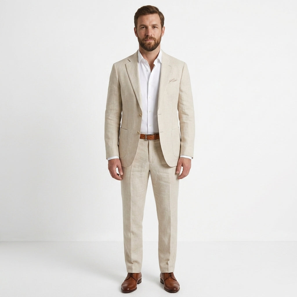 Slim fit tweedelig kostuum heren met colbert en pantalon