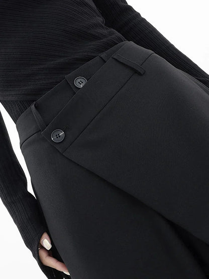 Asymmetrische wijde pantalon met knoopsluiting voor dames