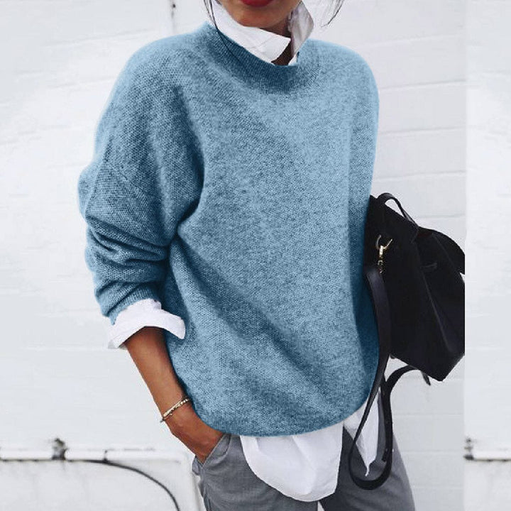 Oversized gebreide trui dames met verlaagde schoudernaden en geribde boorden
