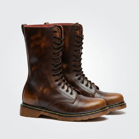 Hoge combat boots heren met vetersluiting en grove profielzool