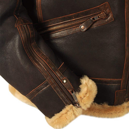 Gevoerde aviator winterjas heren met opstaande kraag en rits