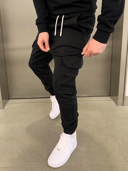 Cargobroek heren slim fit met elastische taille en boorden