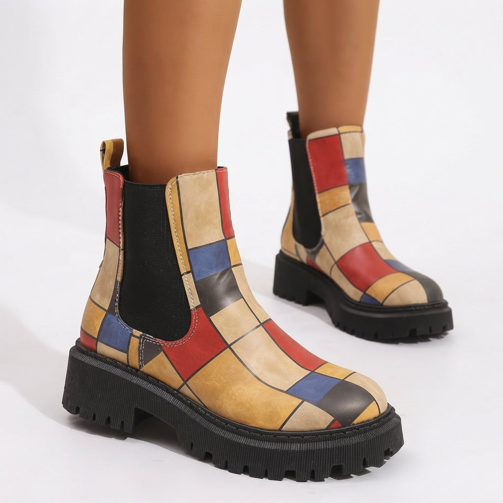 Enkelhoge chelsea boots dames met plateauzool en grove profielzool