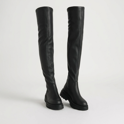 Overknee laarzen dames met plateauzool en stretch schacht