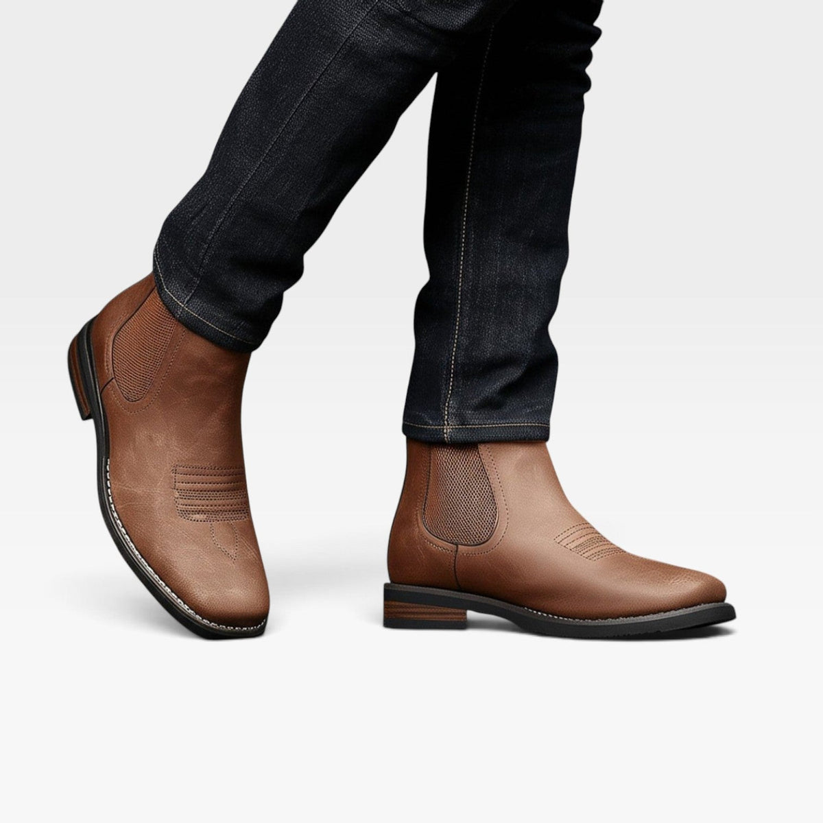 Instapbare chelsea boots heren met stretch zijpanelen en blokhak