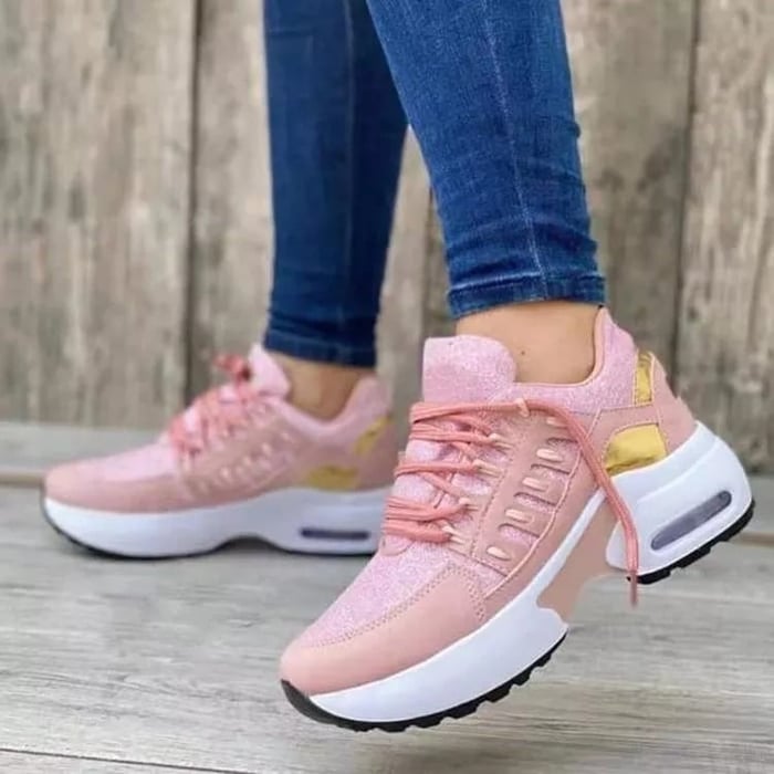 Chunky sneakers dames met veters en luchtkussen plateauzool