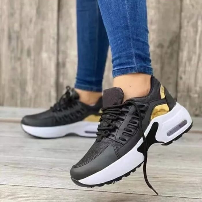 Chunky sneakers dames met veters en luchtkussen plateauzool