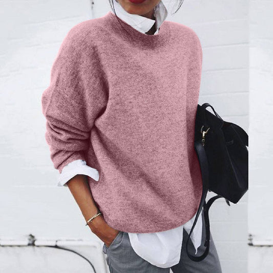 Oversized gebreide trui dames met verlaagde schoudernaden en geribde boorden