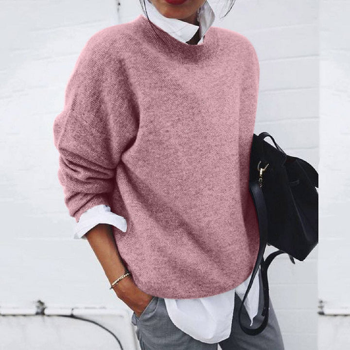 Oversized gebreide trui dames met verlaagde schoudernaden en geribde boorden
