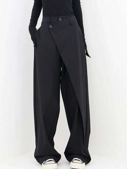 Asymmetrische wijde pantalon met knoopsluiting voor dames