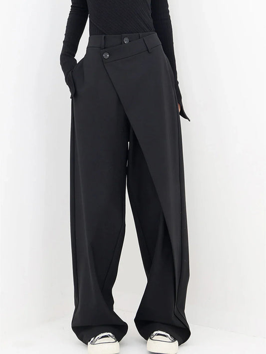 Asymmetrische wijde pantalon met knoopsluiting voor dames