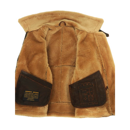 Gevoerde aviator winterjas heren met opstaande kraag en rits