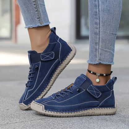 Lage sneakers dames met klittenbandsluiting en brede pasvorm
