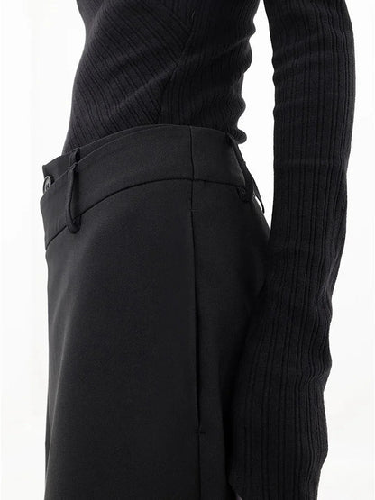Asymmetrische wijde pantalon met knoopsluiting voor dames