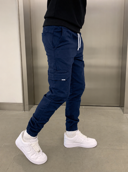 Cargobroek heren slim fit met elastische taille en boorden