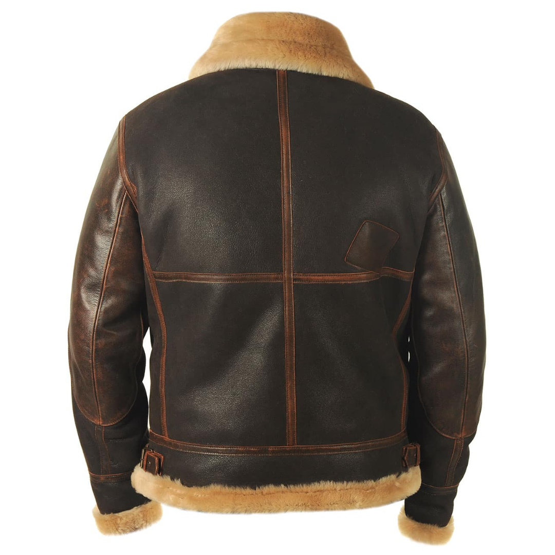 Gevoerde aviator winterjas heren met opstaande kraag en rits